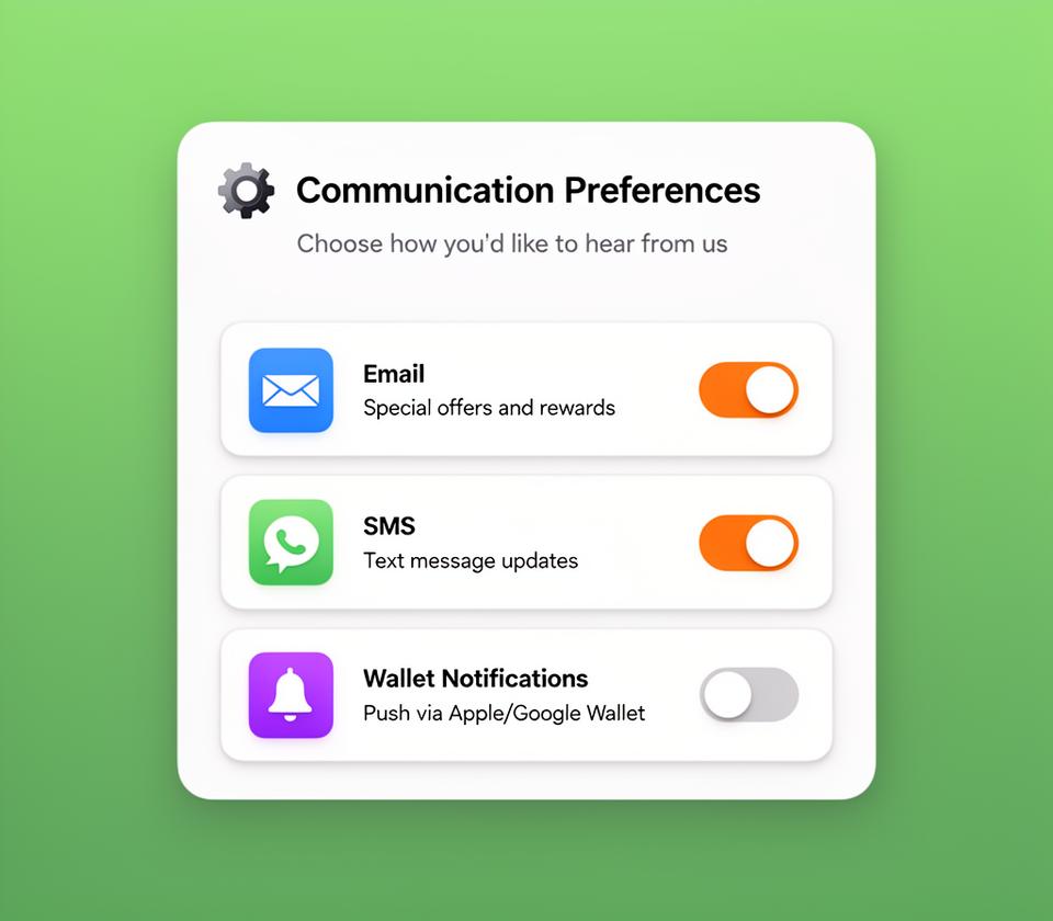 Marketing consent toggles